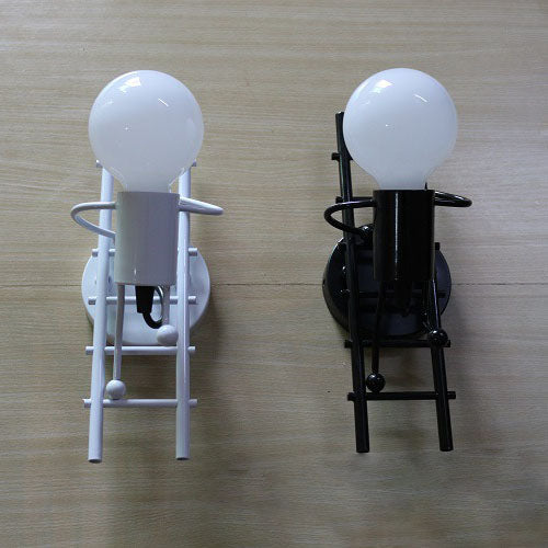 Little People Climbing Stairs Iron 1-Light Wall Sconce Lamp