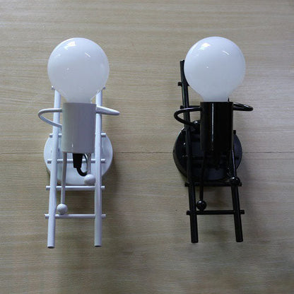 Little People Climbing Stairs Iron 1-Light Wall Sconce Lamp
