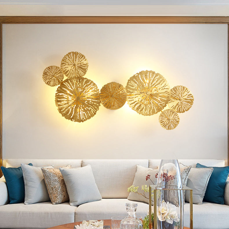 Full Hollow Lotus Leaf Cluster 3/5/7-Light Wall Sconce Lamp