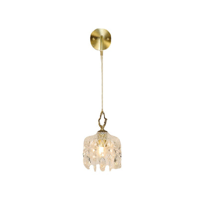 European Light Brass Crystal Glass 1-Light Wall Sconce Lamp