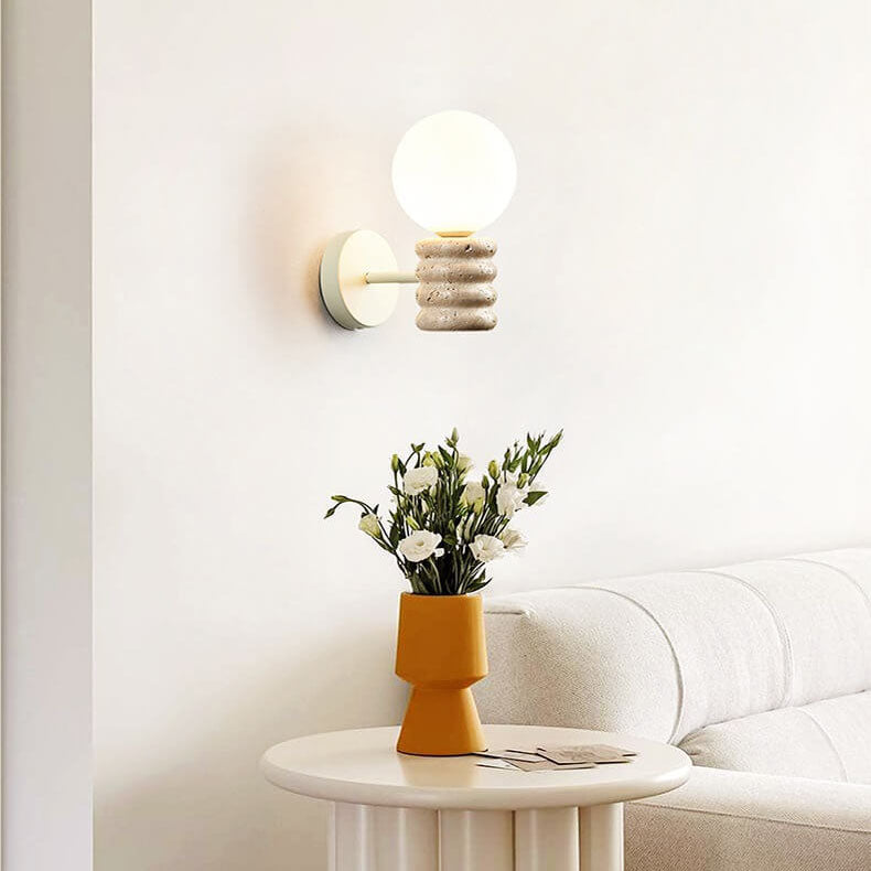 Cream Style Creative Glass Sphere 1-Light Wall Sconce Lamp