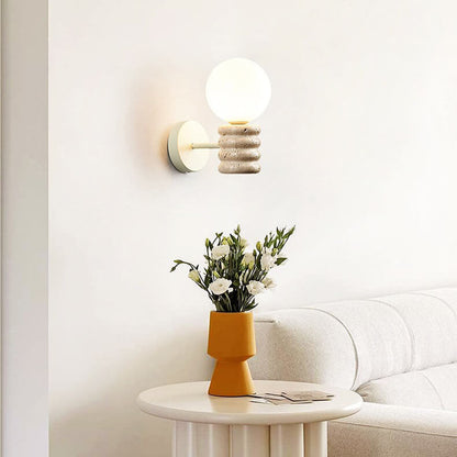 Cream Style Creative Glass Sphere 1-Light Wall Sconce Lamp