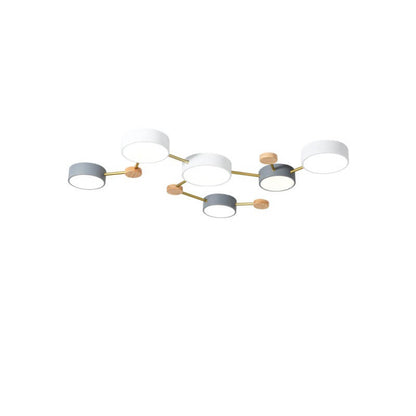 Scandinavian Solid Wood Iron LED Flush Mount Ceiling Light