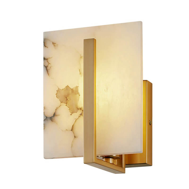 Chinese Marble Copper Square 1-Light Wall Sconce Lamp