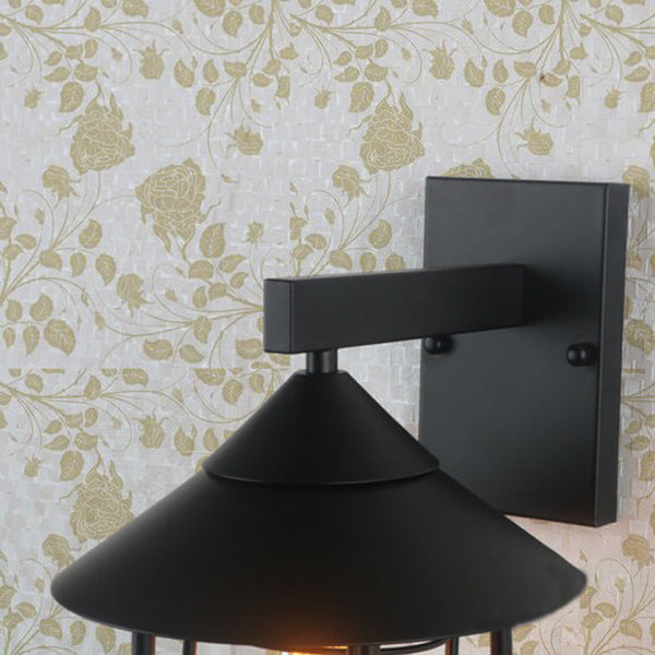 Iron Lantern Indoor Outdoor 1-Light Wall Sconce Lamp