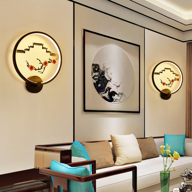 Chinese Lotus Leaf Aluminum Acrylic LED Wall Sconce Lamp