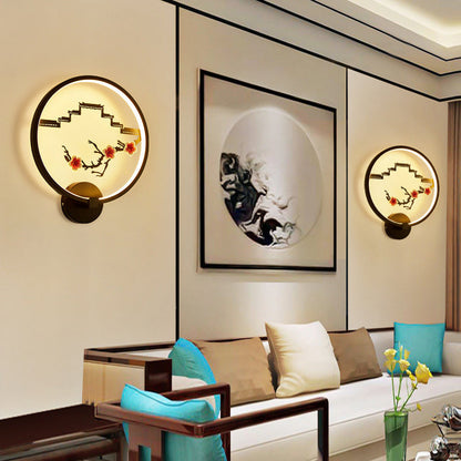Chinese Lotus Leaf Aluminum Acrylic LED Wall Sconce Lamp