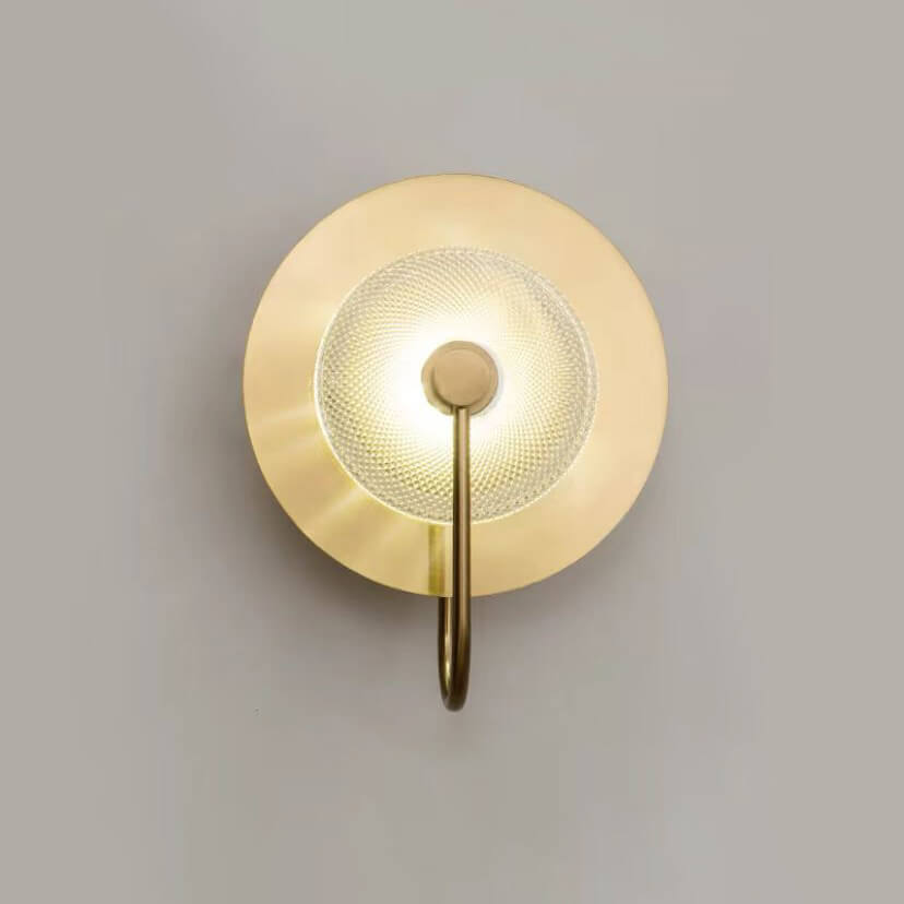 Contemporary Scandinavian Round Disc Iron Glass 1-Light Wall Sconce Lamp For Living Room