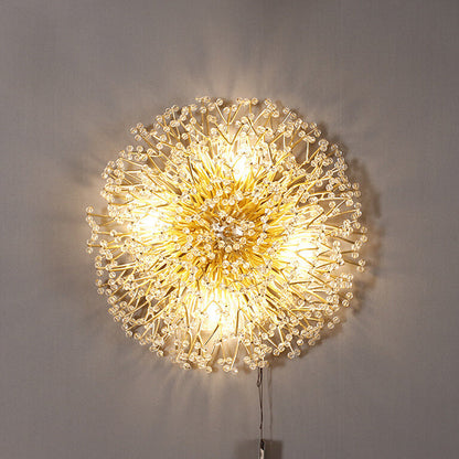 Luxury Crystal Dandelion Aluminum 4-Light Wall Sconce Lamp