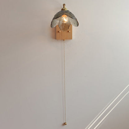 Japanese Hemispheric Pull Cord 1-Light Wall Sconce Lamp