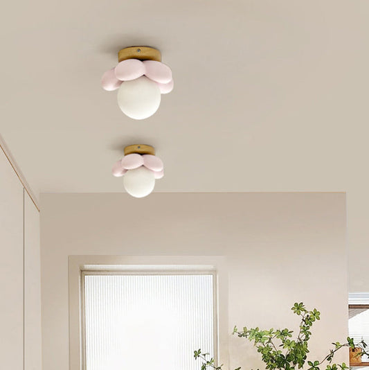 Creative Floral Iron Wood Ceramic 1-Light Wall Sconce Lamp