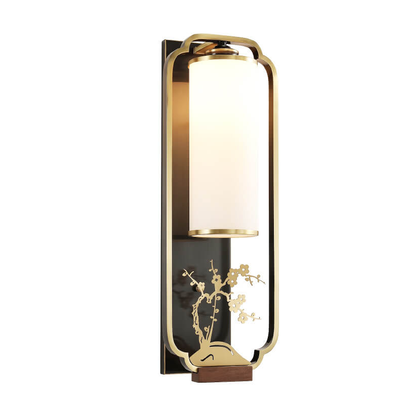 New Copper Glass Column Ring 1-Light Wall Sconce Lamp