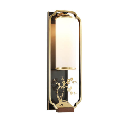 New Copper Glass Column Ring 1-Light Wall Sconce Lamp