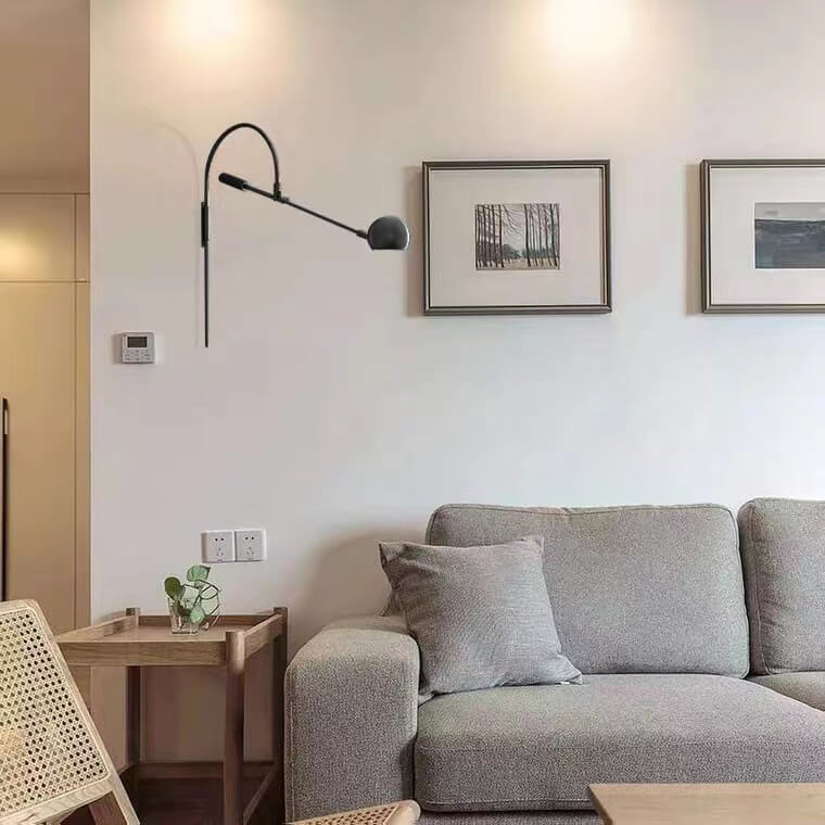 Iron Rotatable Curved Arm 1-Light Wall Sconce Lamp