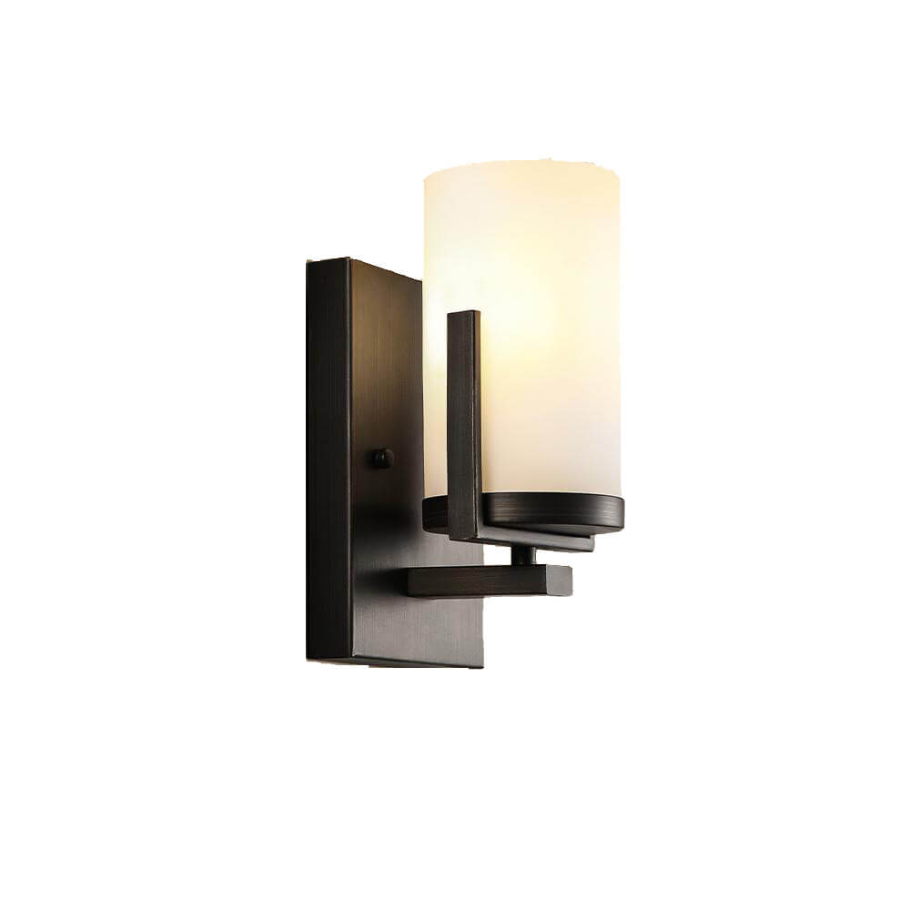 European Cylindrical Iron Glass 1-Light Wall Sconce Lamp