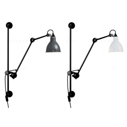 Industrial Vintage Iron Long Pole Swing Arm 1-Light Wall Sconce Lamp