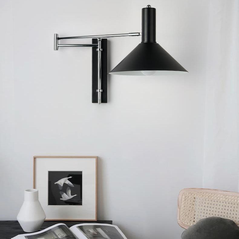 Round Tapered Iron 1-Light Retractable Wall Sconce Lamp