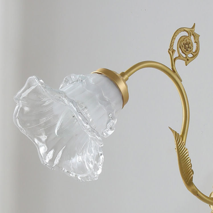 French Glass Flower Copper 1-Light Wall Sconce Lamp