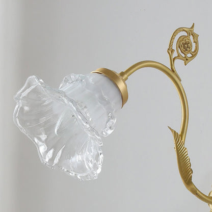 French Glass Flower Copper 1-Light Wall Sconce Lamp