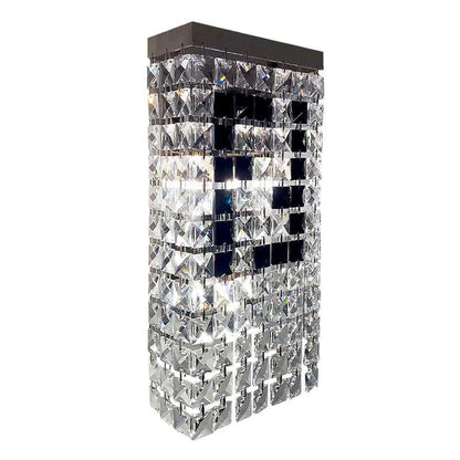Rectangular Steel Crystal 3-Light Wall Sconce Lamp