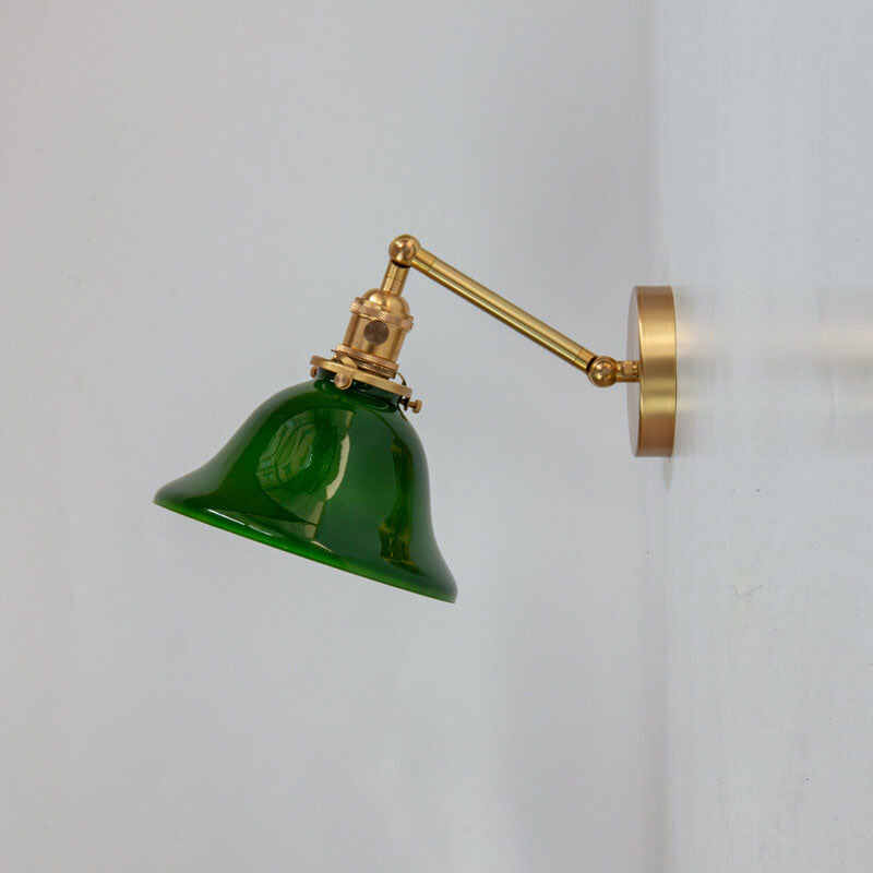 Traditional Round Glass Brass 1-Light Wall Sconce Lamp