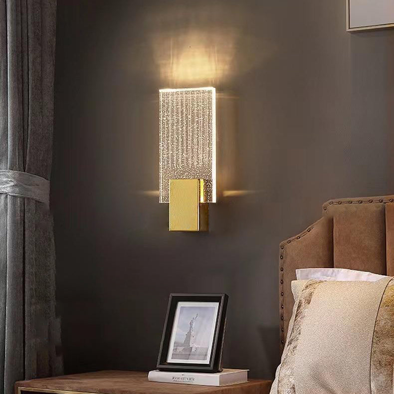 Minimalist Square Copper Crystal LED Wall Sconce Lamp