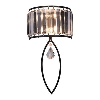Crystal Half Column Oval Ring 2-Light Wall Sconce Lamp