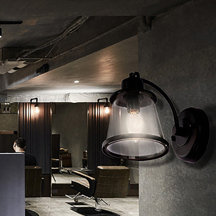 Iron Glass Round Shade 1-Light Waterproof Wall Sconce Lamp