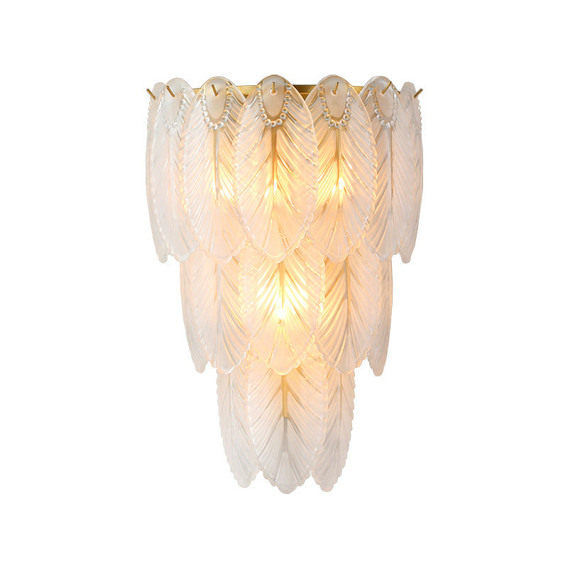 Light Feather Iron Glass 2/3-Light Wall Sconce Lamp
