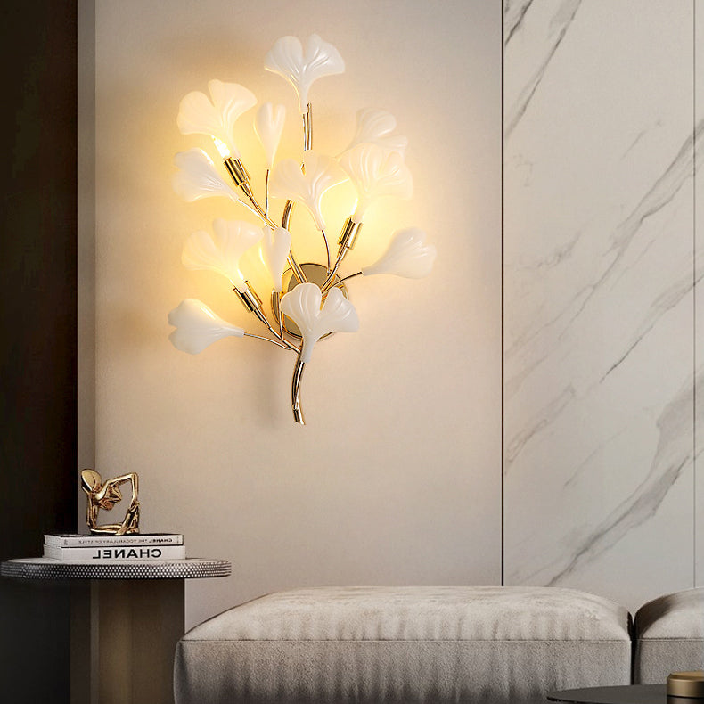Ginkgo Iron Plastic Porcelain 2/3 Light Wall Sconce Lamp