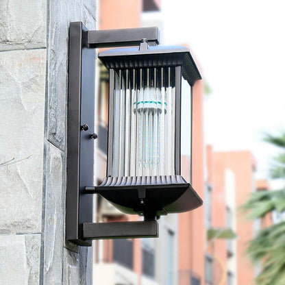 Square Glass 1-Light Outdoor Waterproof Wall Sconce Lamp