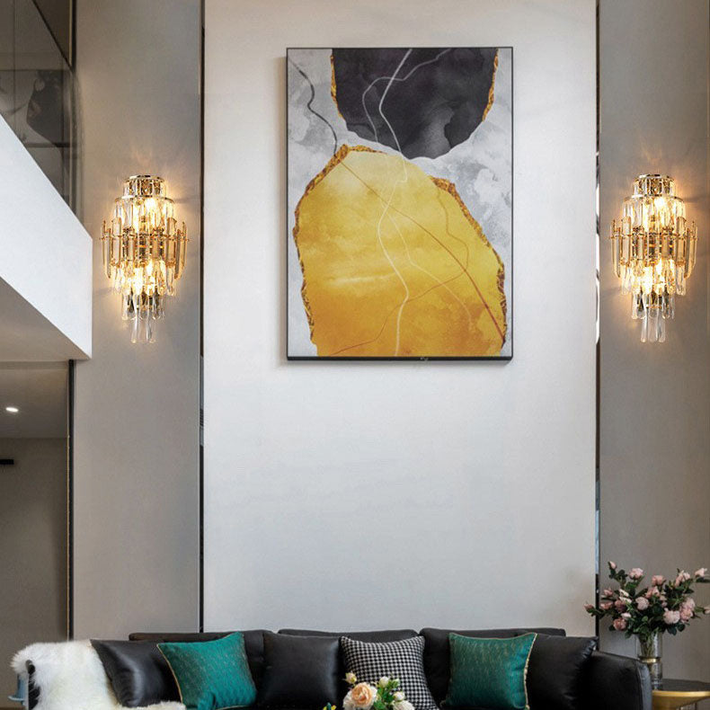 Tiered Prismatic Dazzling Crystal 4-Light Wall Sconce Lamp