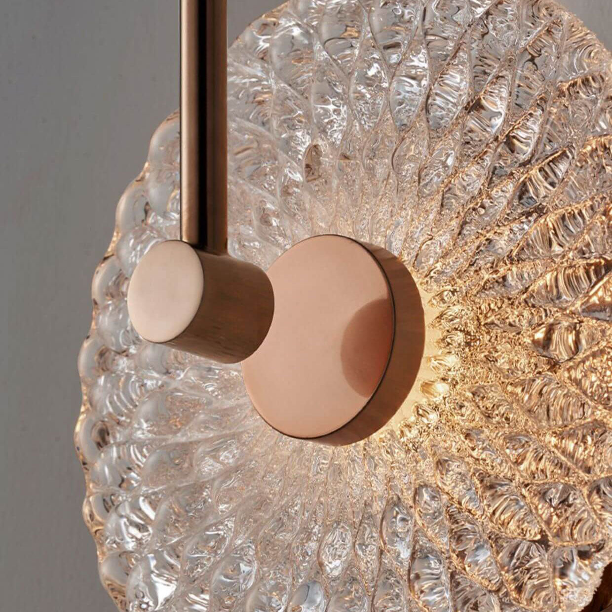 French Water Pattern Glass Round LED Wall Sconce Lamp