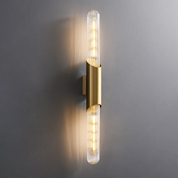 Retro All Copper Long Bar Design 2-Light Wall Sconce Lamp