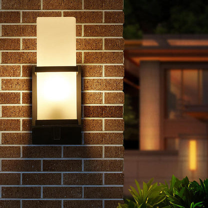 Outdoor Column Frosted Glass Shade 1-Light Wall Sconce Lamp