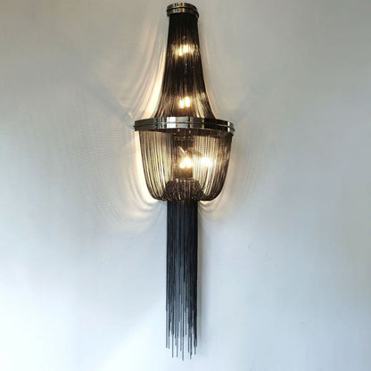 Aluminum Iron Tassel Sprocket 4-Light Wall Sconce Lamp