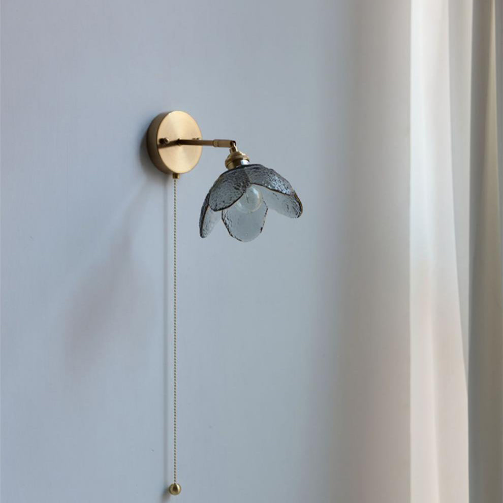 Scandinavian Copper Glass Flower 1-Light Wall Sconce Lamp