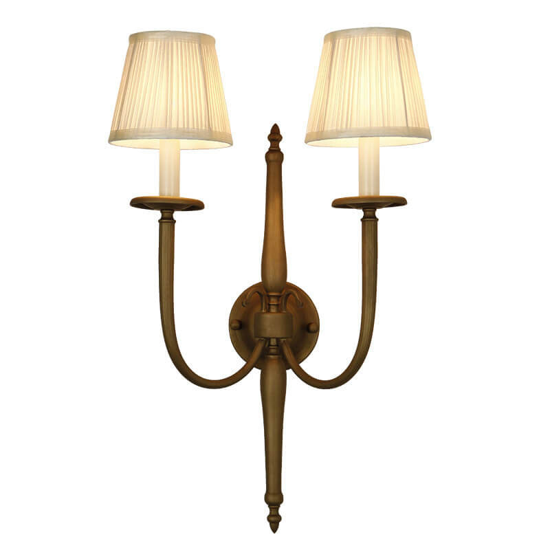 Fabric Iron Cone Candelabra 2-Light Wall Sconce Lamp