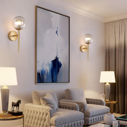 Glass Round Ball Shade Long Pole 1-Light Wall Sconce Lamp