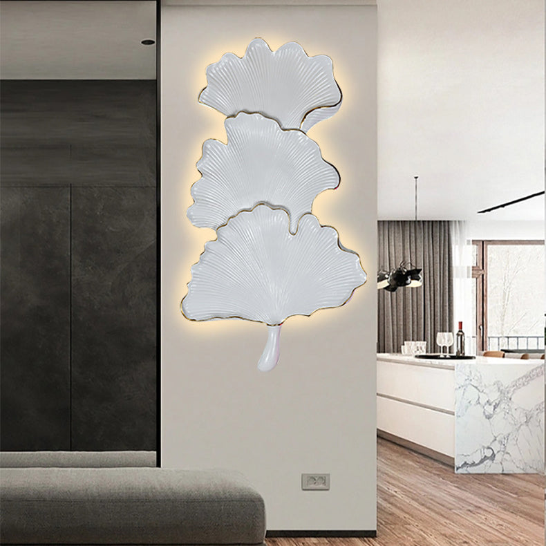 Contemporary Nordic Ginkgo Leaf Resin LED Wall Sconce Lamp