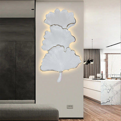 Contemporary Nordic Ginkgo Leaf Resin LED Wall Sconce Lamp