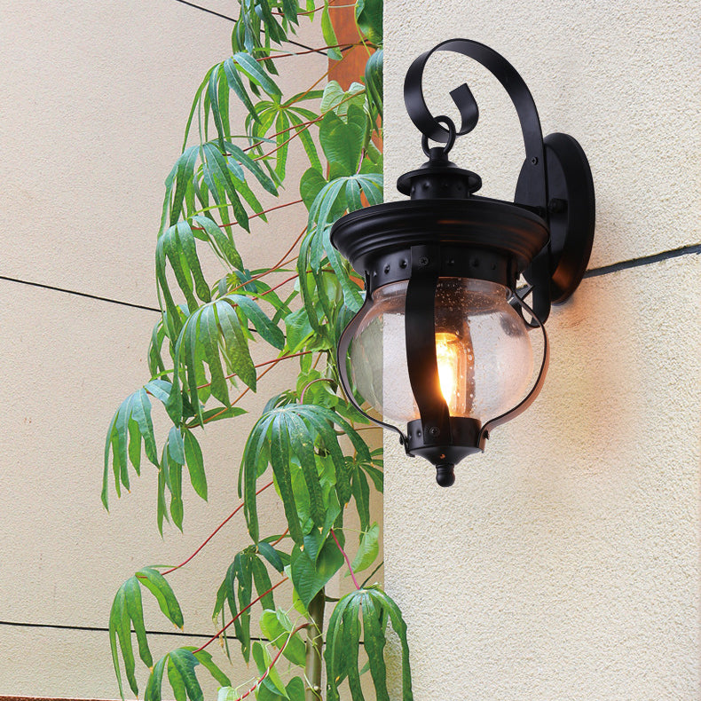 Waterproof Curved Glass Shade LED Outdoor Wall Sconce Lamp