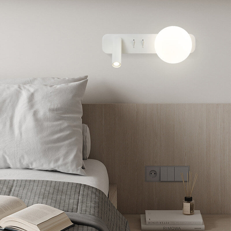 Glass Sphere LED Spotlight Reading Wall Sconce Lamp