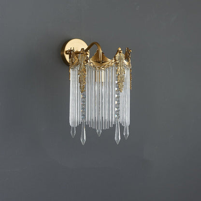 European Iron Glass Polygon Crown 1-Light Wall Sconce Lamp