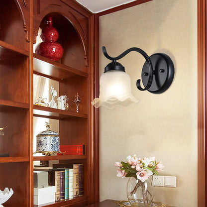 Retro Rustic Iron Glass 1-Light Wall Sconce Lamp