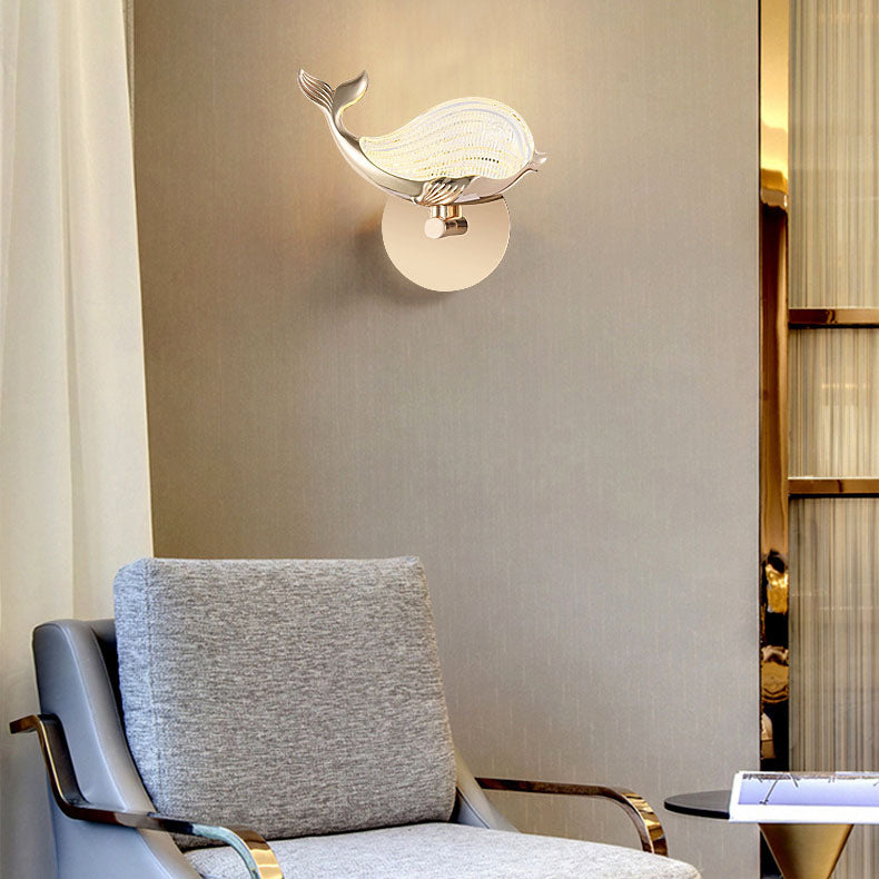 Nordic Light Luxury Aluminum Whale LED Wall Sconce Lamp