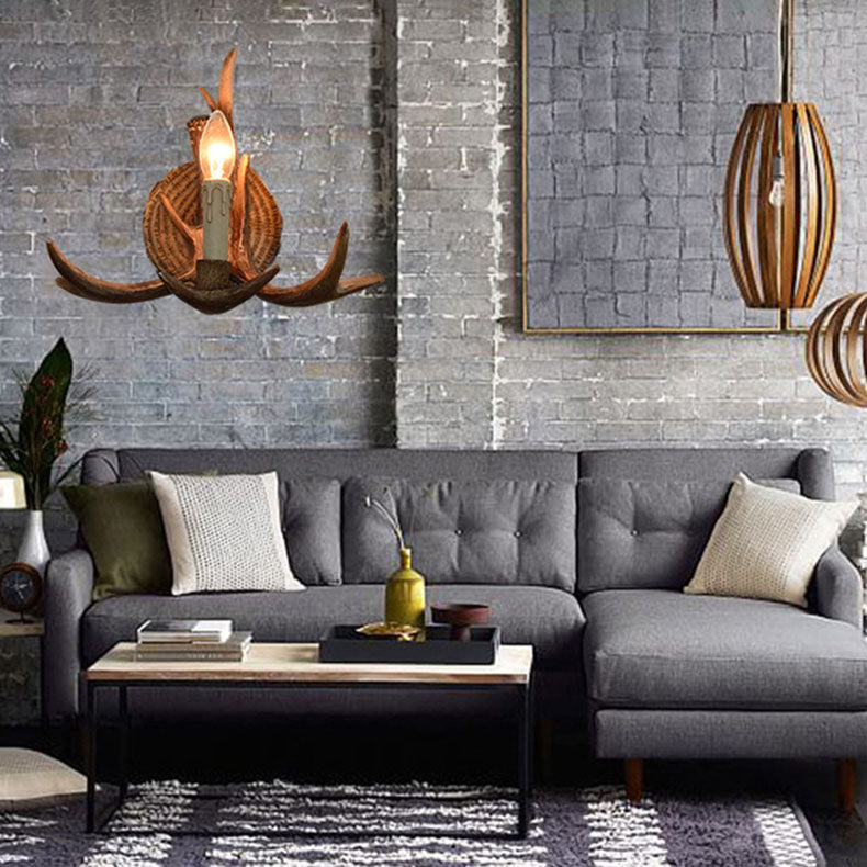 Traditional European Antler Resin 1-Light Wall Sconce Lamp