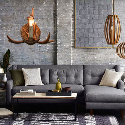 Traditional European Antler Resin 1-Light Wall Sconce Lamp