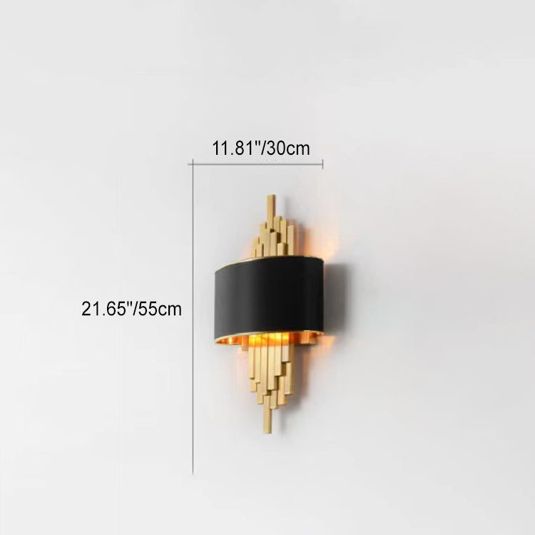 Iron Line Fabric Cylinder Shade 2-Light Wall Sconce Lamp