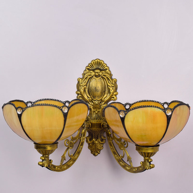 Tiffany Petal Stained Glass 2-Light Wall Sconce Lamp